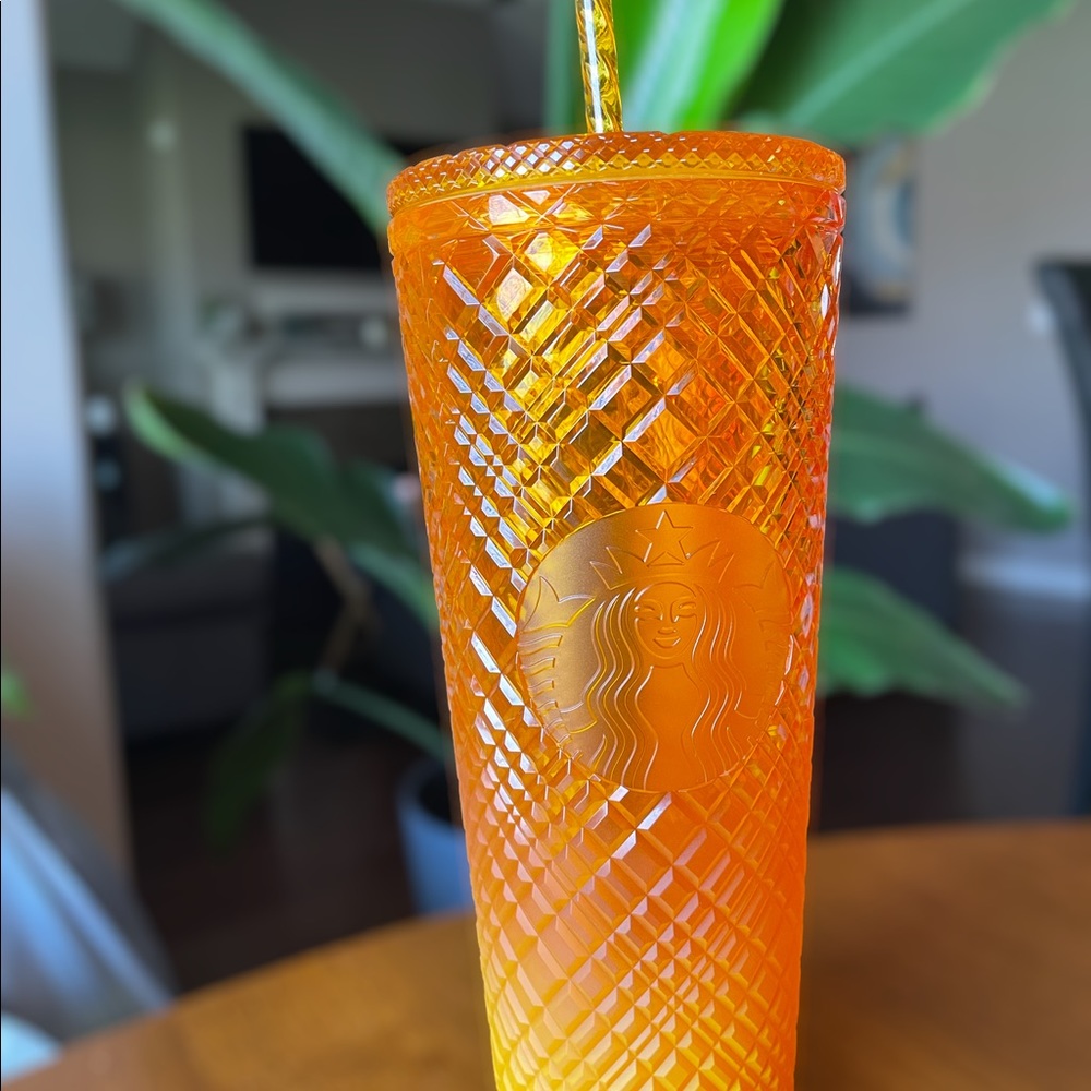 Starbucks Mango Jeweled Ombre Cold Cup Tumbler 24oz Venti NWT - Picture 5 of 9